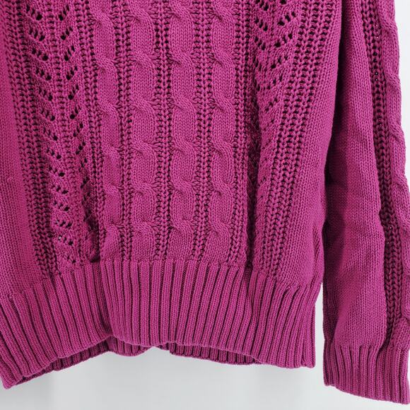 North Crest Women's Plus V-Neck Grandpa Style Cable Knit Button Down Cardigan - Picture 8 of 10